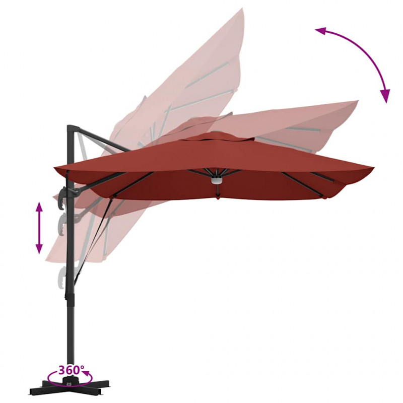 Parasol plażowy Ze LED Lights terakota 351 x 250 x 253 cm