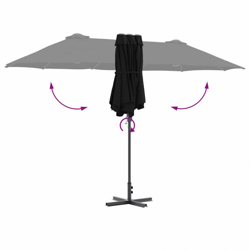 Parasolka ogrodowa Czarny 370 x 197 x 239 cm