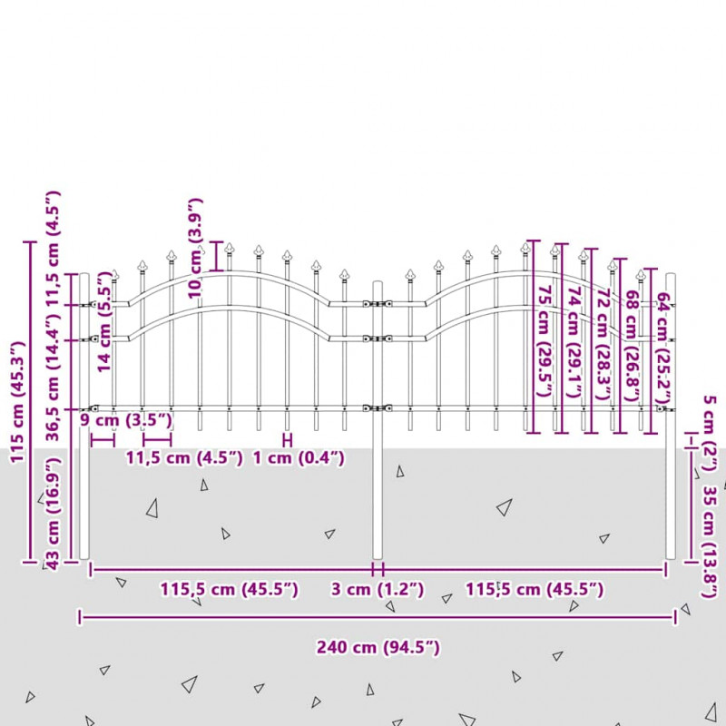 Ogrodzenie Ogrodowe Woerden Biały 240 x 115 cm
