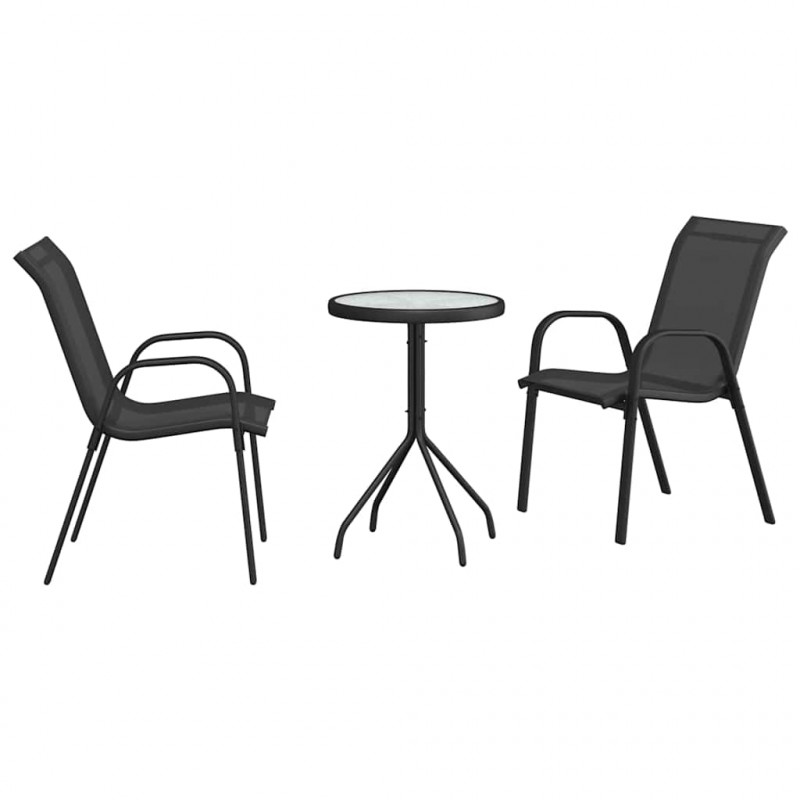 Zestaw Bistro Ogrodowego 3 pcs Czarny Stal