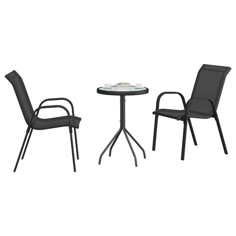 Zestaw Bistro Ogrodowego 3 pcs Czarny Stal