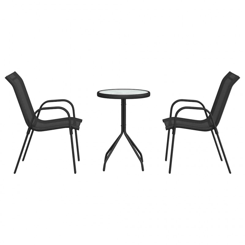 Zestaw Bistro Ogrodowego 3 pcs Czarny Stal