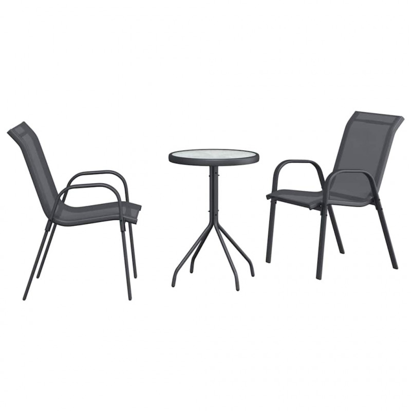 Zestaw Bistro Ogrodowego 3 pcs Szary Stal