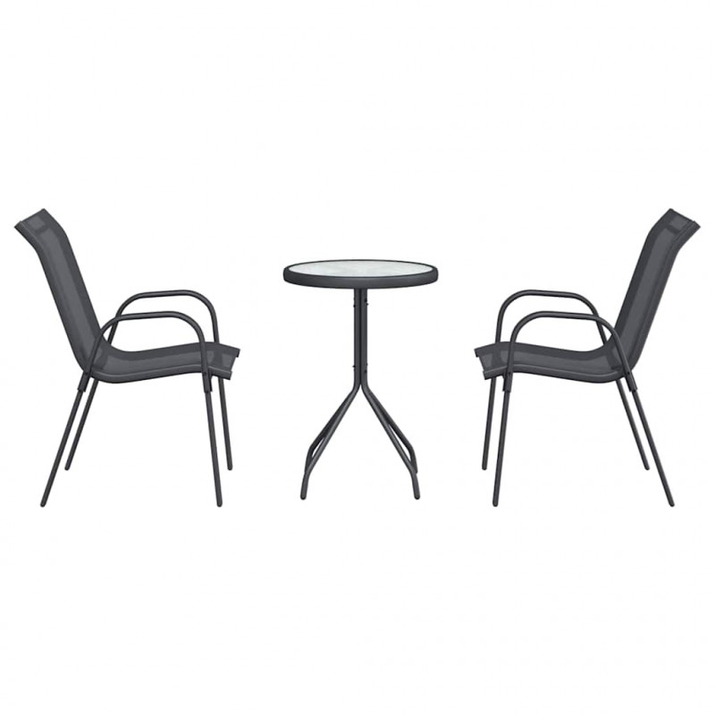 Zestaw Bistro Ogrodowego 3 pcs Szary Stal