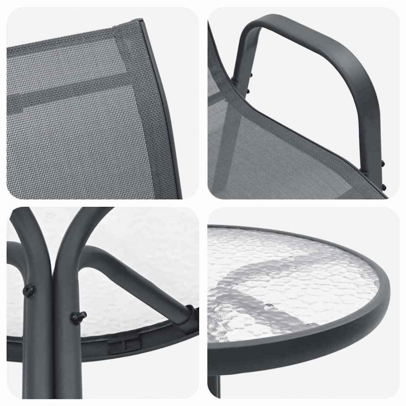 Zestaw Bistro Ogrodowego 3 pcs Szary Stal