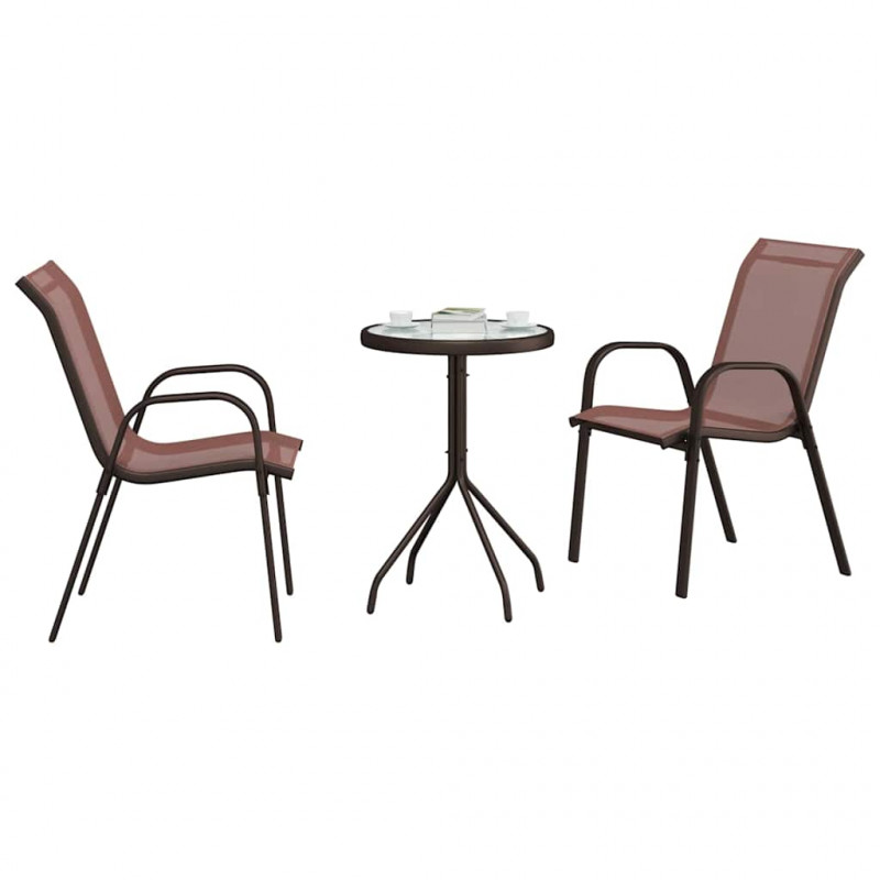 Zestaw Bistro Ogrodowego 3 pcs Brązowy Stal