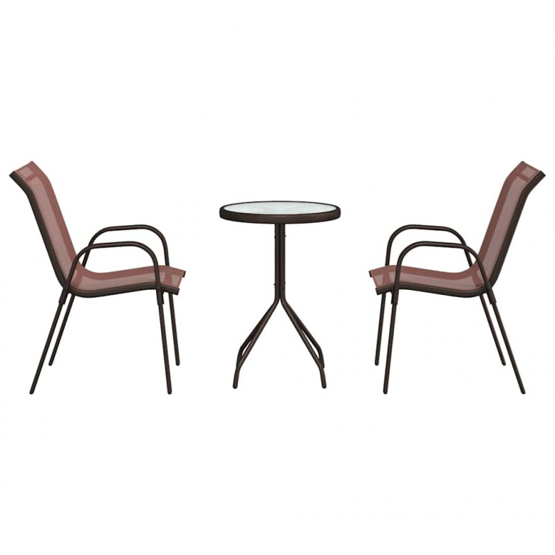 Zestaw Bistro Ogrodowego 3 pcs Brązowy Stal