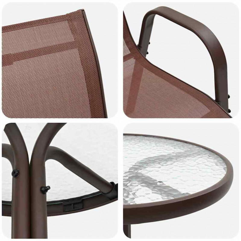 Zestaw Bistro Ogrodowego 3 pcs Brązowy Stal