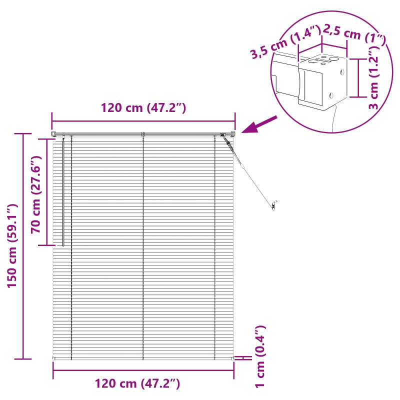 Żaluzja wenecka Z regulacją Czarny 150 x 120 cm PVC