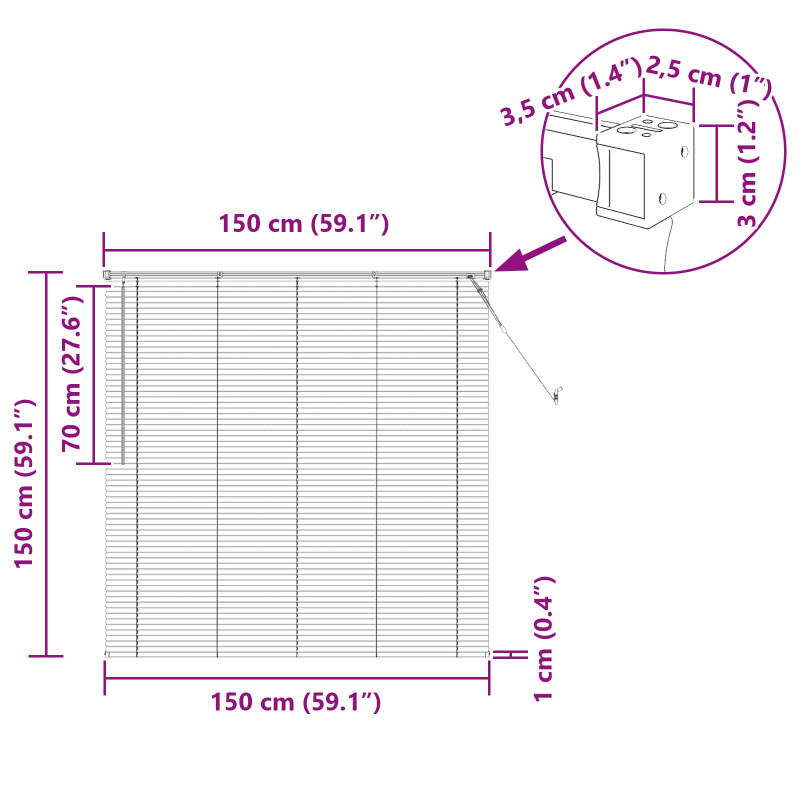 Żaluzja wenecka Z regulacją Czarny 150 x 150 cm PVC