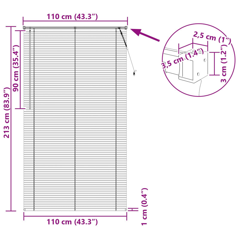 Żaluzja wenecka Z regulacją Czarny 213 x 110 cm PVC