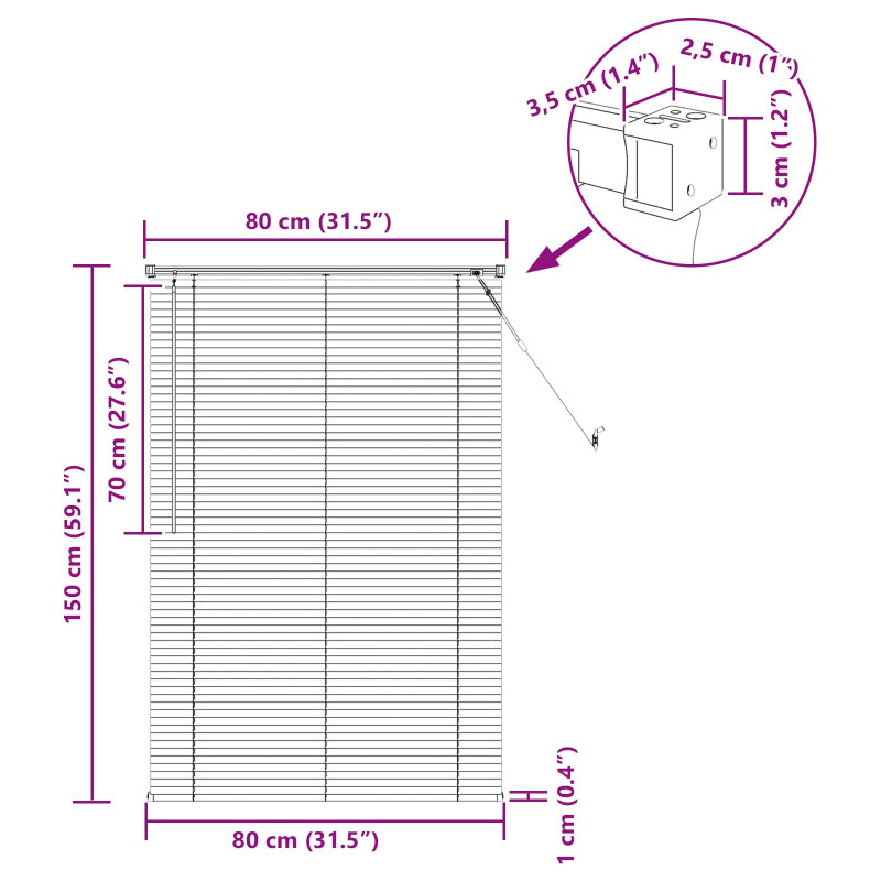 Żaluzja wenecka Jasnobrązowy ze wzorem 150 x 80 cm PVC