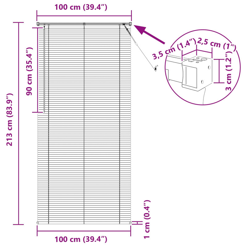 Żaluzja wenecka Jasnobrązowy ze wzorem 213 x 100 cm PVC