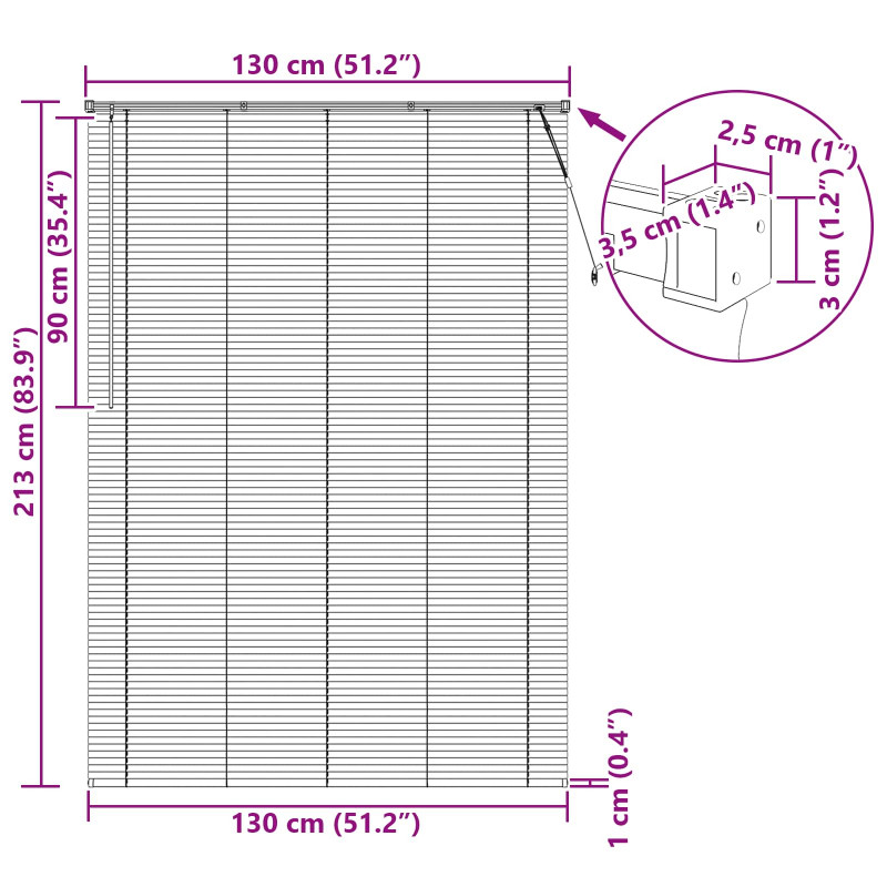 Żaluzja wenecka Jasnobrązowy ze wzorem 213 x 130 cm PVC