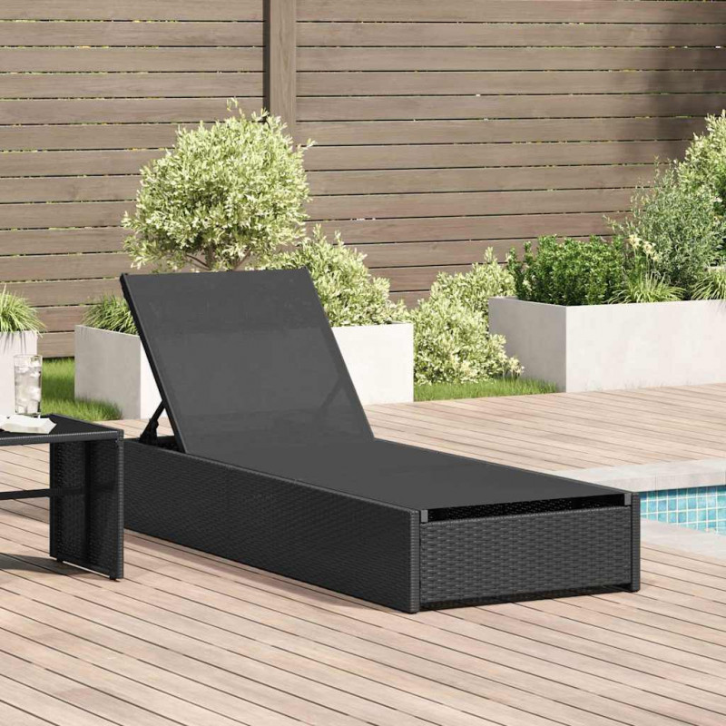 Leżak Czarny 200,5 x 70 x 75 cm polirattan