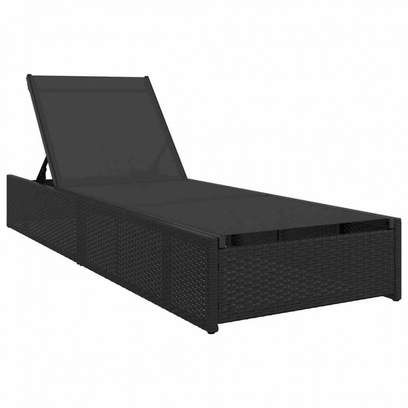 Leżak Czarny 200,5 x 70 x 75 cm polirattan