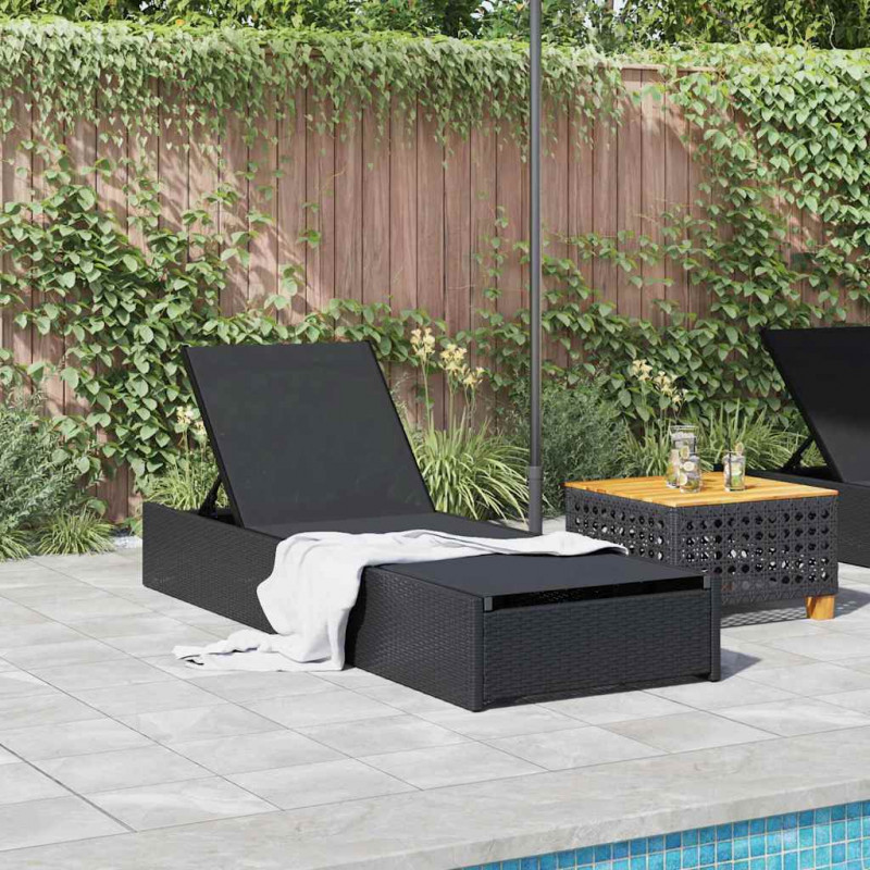 Leżak Czarny 200,5 x 70 x 75 cm polirattan