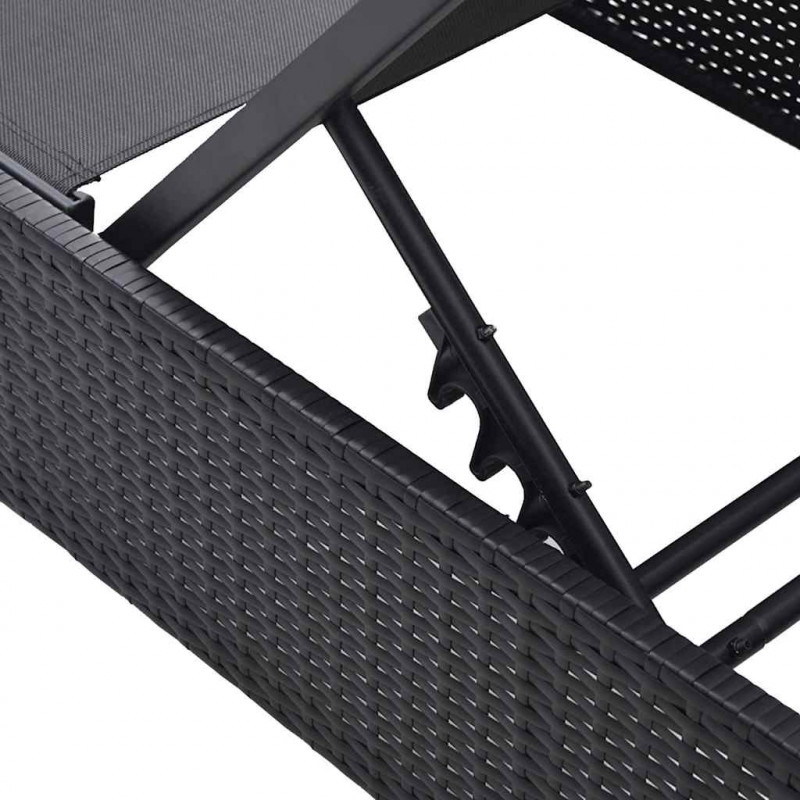 Leżak Czarny 200,5 x 70 x 75 cm polirattan
