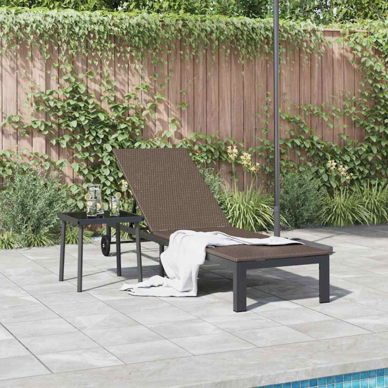 Leżak 1-osoba Brązowy 206 x 62.5 x 74 cm polirattan