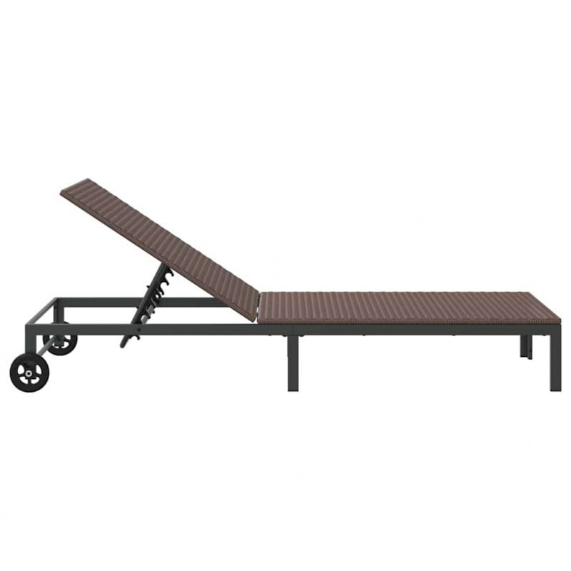 Leżak 1-osoba Brązowy 206 x 62.5 x 74 cm polirattan