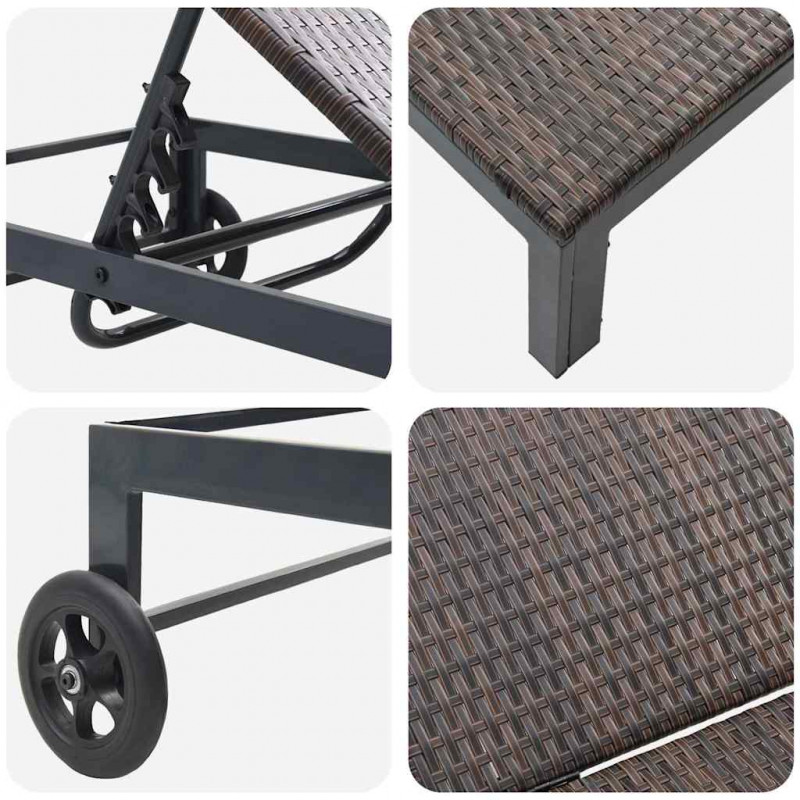 Leżak 1-osoba Brązowy 206 x 62.5 x 74 cm polirattan
