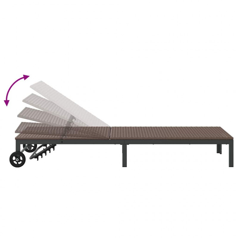 Leżak 1-osoba Brązowy 206 x 62.5 x 74 cm polirattan