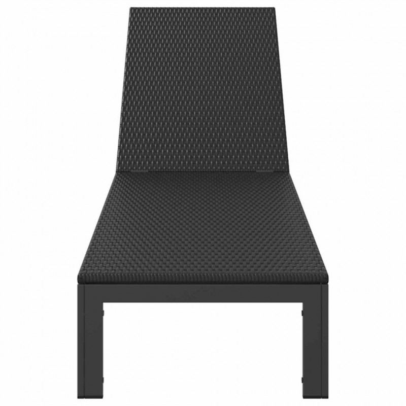 Leżak 1-osoba Czarny 206 x 62.5 x 74 cm polirattan