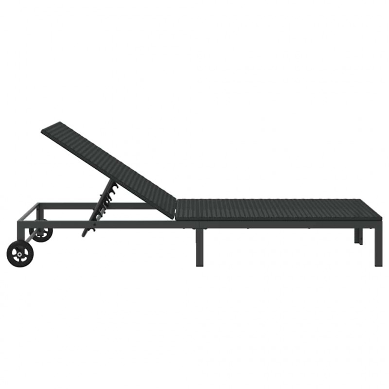 Leżak 1-osoba Czarny 206 x 62.5 x 74 cm polirattan