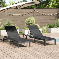 Leżak 2-osoba 3 pcs Czarny polirattan