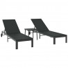 Leżak 2-osoba 3 pcs Czarny polirattan