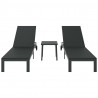 Leżak 2-osoba 3 pcs Czarny polirattan