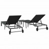Leżak 2-osoba 3 pcs Czarny polirattan