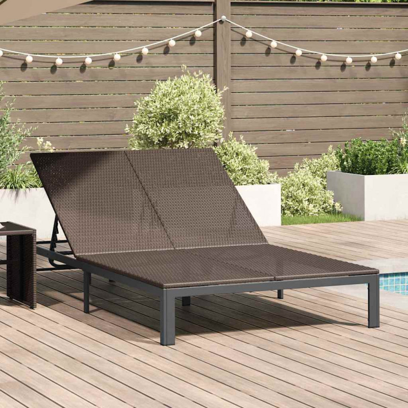 Leżak 1-osoba Brązowy 206 x 62.5 x 74 cm polirattan