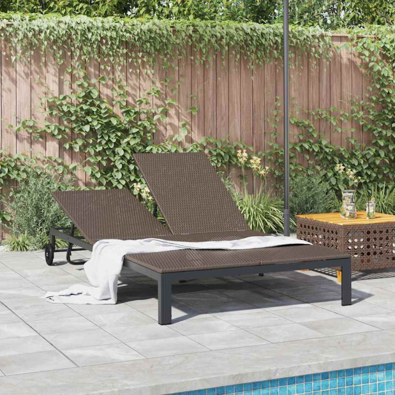 Leżak 1-osoba Brązowy 206 x 62.5 x 74 cm polirattan