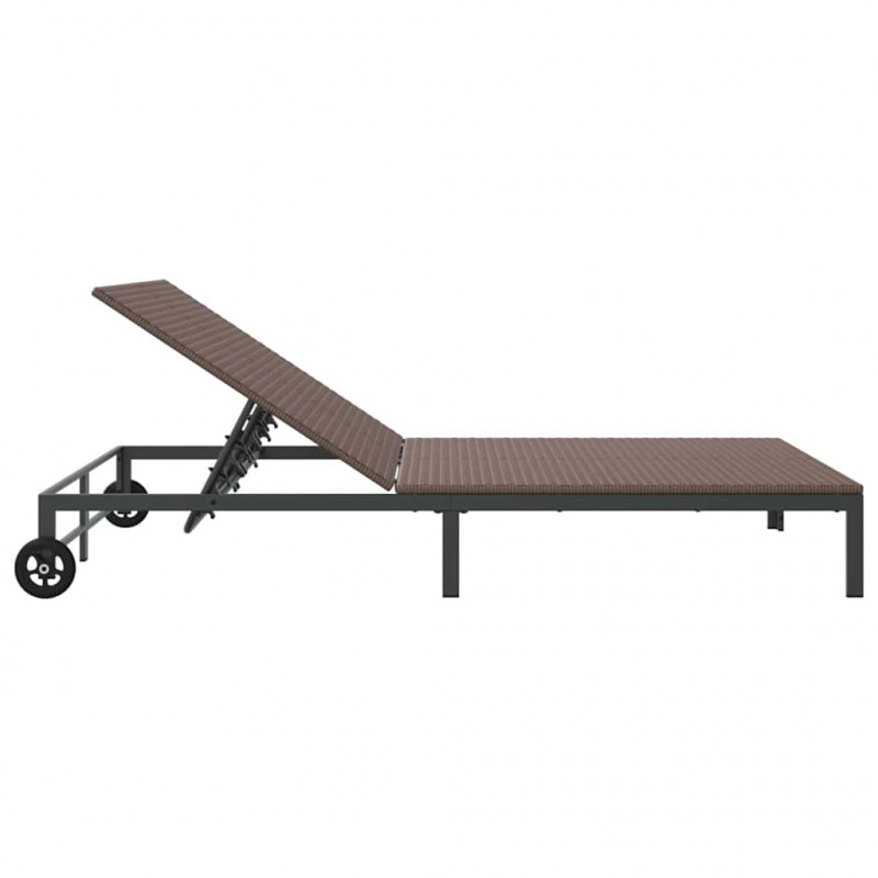 Leżak 1-osoba Brązowy 206 x 62.5 x 74 cm polirattan
