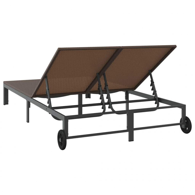 Leżak 1-osoba Brązowy 206 x 62.5 x 74 cm polirattan