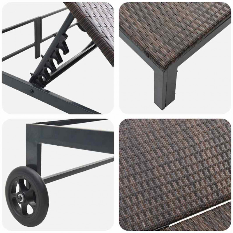Leżak 1-osoba Brązowy 206 x 62.5 x 74 cm polirattan