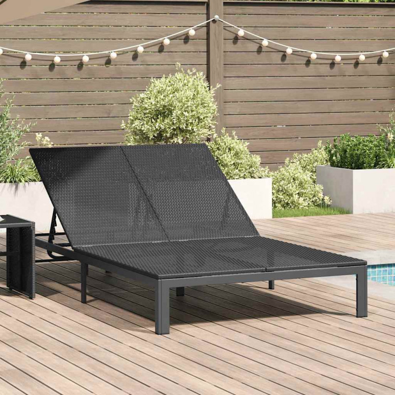Leżak 1-osoba Czarny 206 x 62.5 x 74 cm polirattan