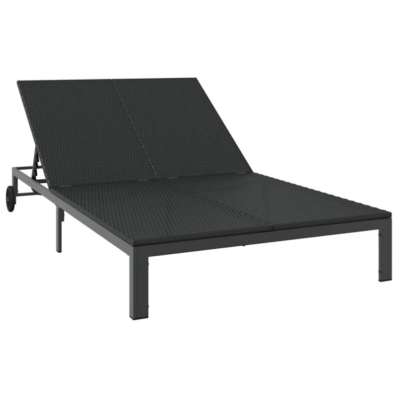 Leżak 1-osoba Czarny 206 x 62.5 x 74 cm polirattan
