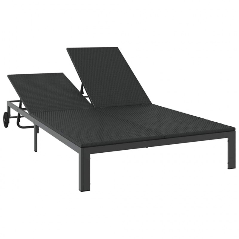 Leżak 1-osoba Czarny 206 x 62.5 x 74 cm polirattan