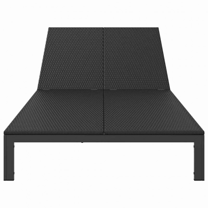 Leżak 1-osoba Czarny 206 x 62.5 x 74 cm polirattan