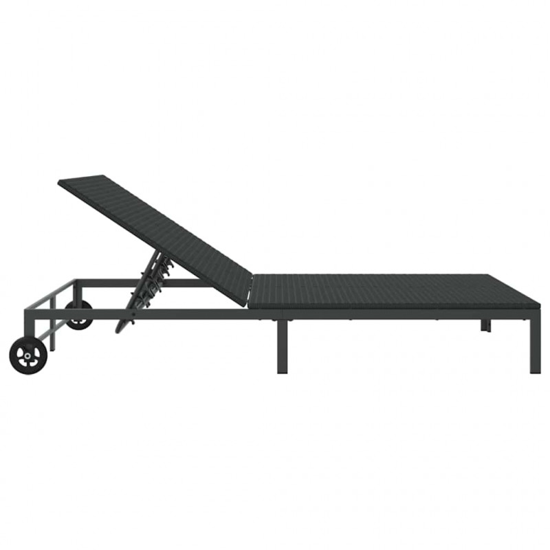 Leżak 1-osoba Czarny 206 x 62.5 x 74 cm polirattan