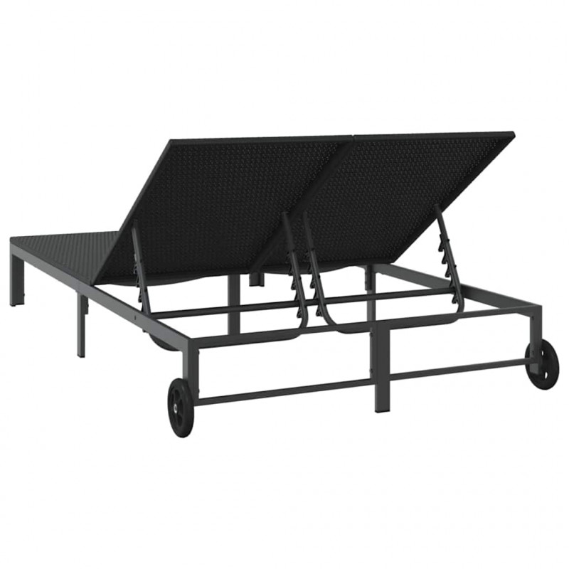 Leżak 1-osoba Czarny 206 x 62.5 x 74 cm polirattan