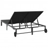 Leżak 1-osoba Czarny 206 x 62.5 x 74 cm polirattan