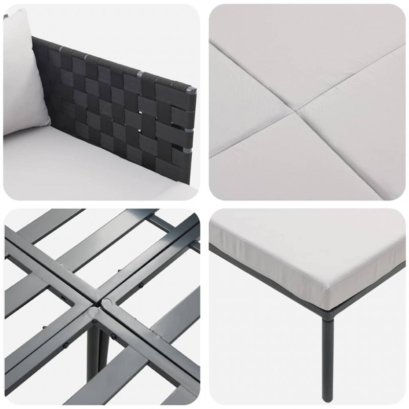 Leżak Antracyt 153 x 115 x 69.5 cm Stal malowana proszkowo