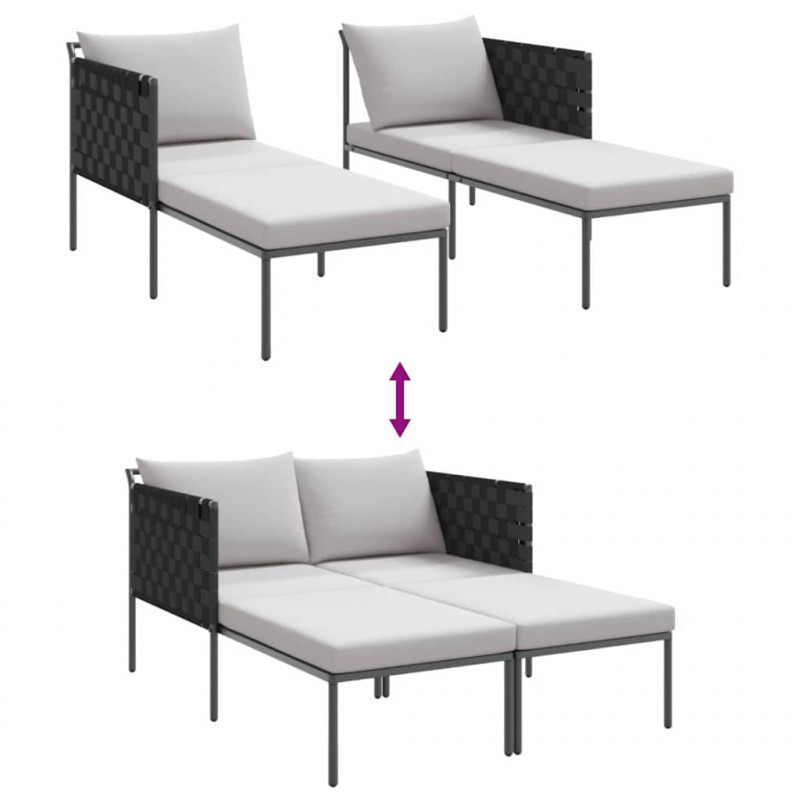 Leżak Antracyt 153 x 115 x 69.5 cm Stal malowana proszkowo