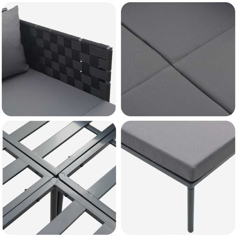 Leżak Antracyt 153 x 115 x 69.5 cm Stal malowana proszkowo