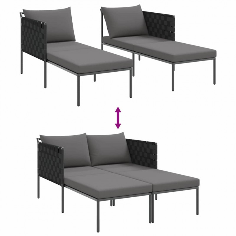 Leżak Antracyt 153 x 115 x 69.5 cm Stal malowana proszkowo