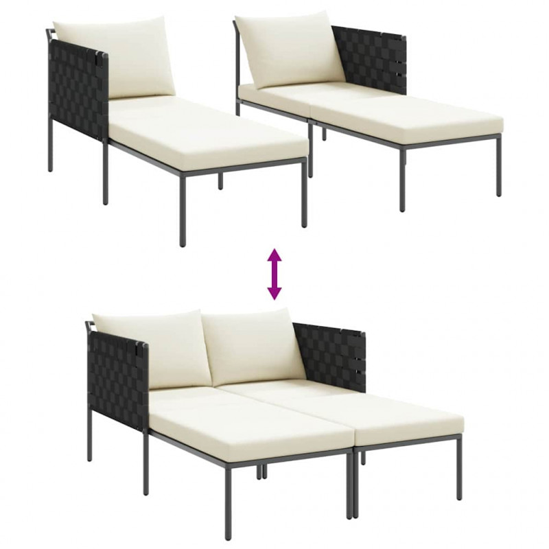 Leżak Antracyt 153 x 115 x 69.5 cm Stal malowana proszkowo