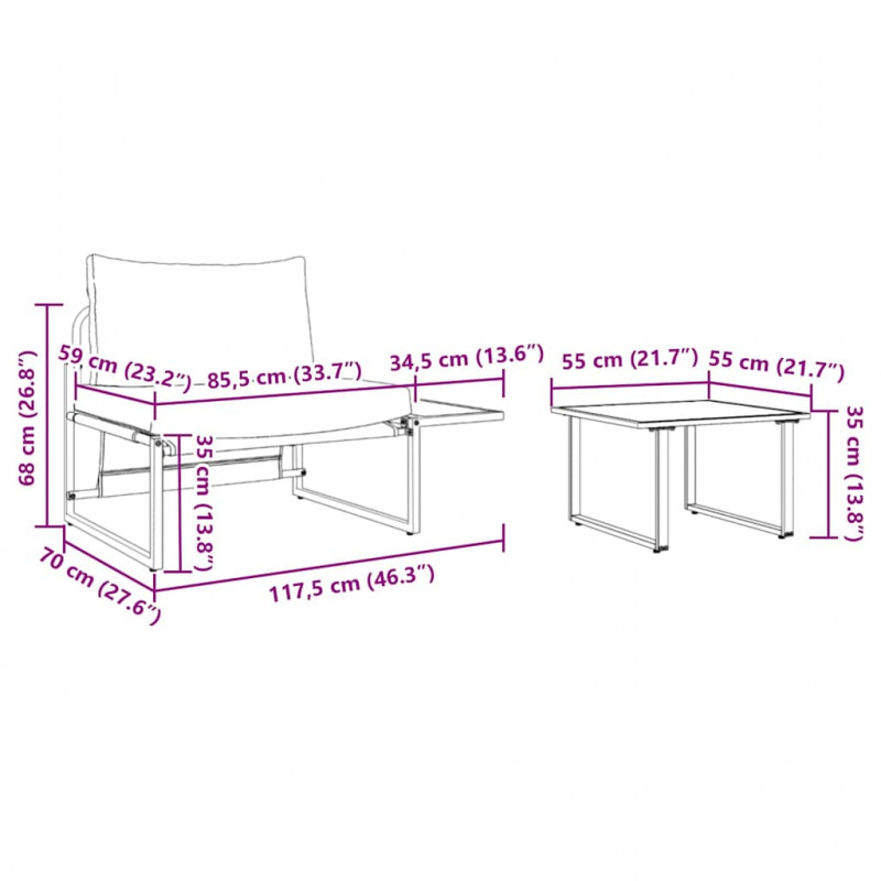 Zestaw Sof na Ogród 2 pcs Antracyt Stal